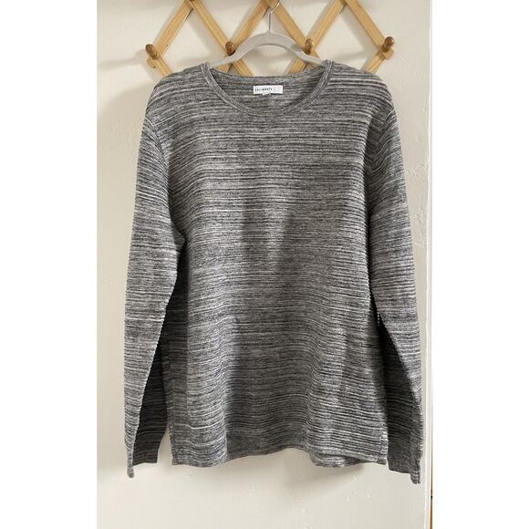 Calibrate Sweater Men's Large Gray Slub Crewneck Pullover Textured Cotton Blend - Picture 1 of 8